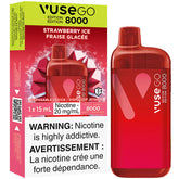 Red Vuse GO disposable vape device with packaging on a white background